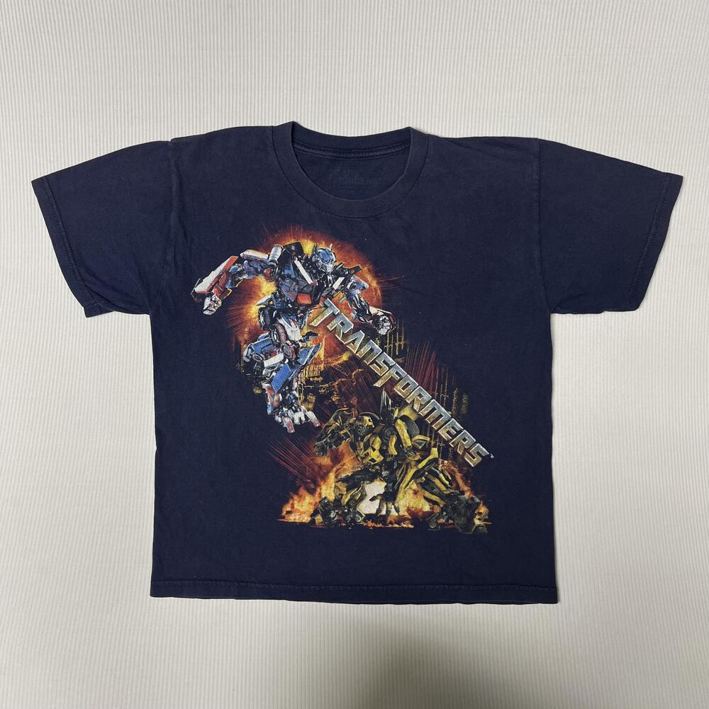 Transformers Shirt Youth 8 Black Optimus Y2k Prime Bumblebee Battle Graphic Tee
